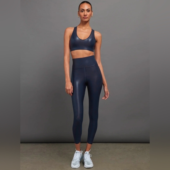 Carbon38 Luxury High Rise 7/8 Metallic Legging In Navy Blazer, XL - Picture 1 of 7